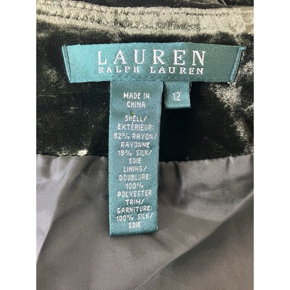 Lauren Ralph Lauren Green Velvet Skirt Silk Blend Romantic Cottagecore Sz 12 Y2K - Picture 6 of 7